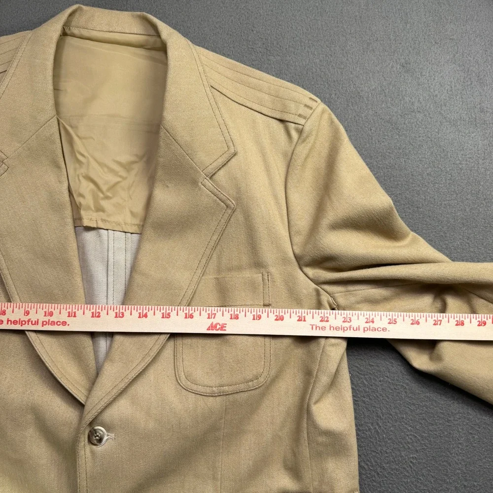 Vintage Lee Separate Lees Blazer Mens 46R Cream Blend‎ Safari Sport Coat